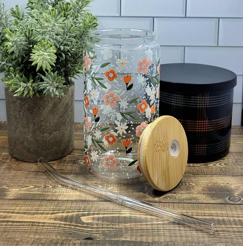 Summer Floral Glass Tumbler
