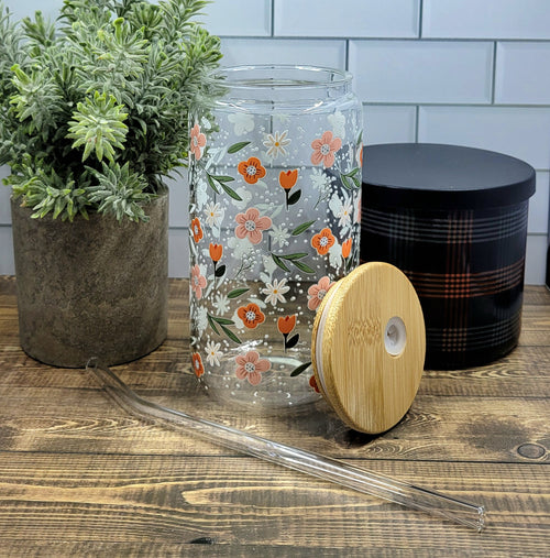 Summer Floral Glass Tumbler