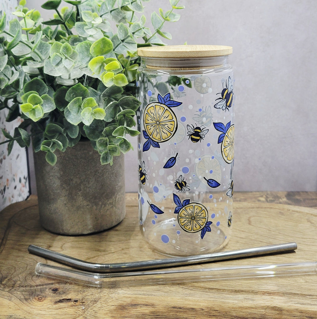 Bees and Lemons Glass Tumbler
