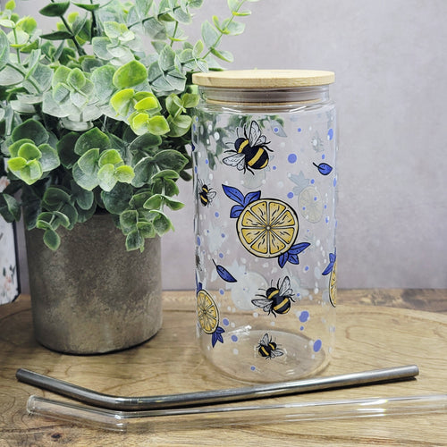 Bees and Lemons Glass Tumbler