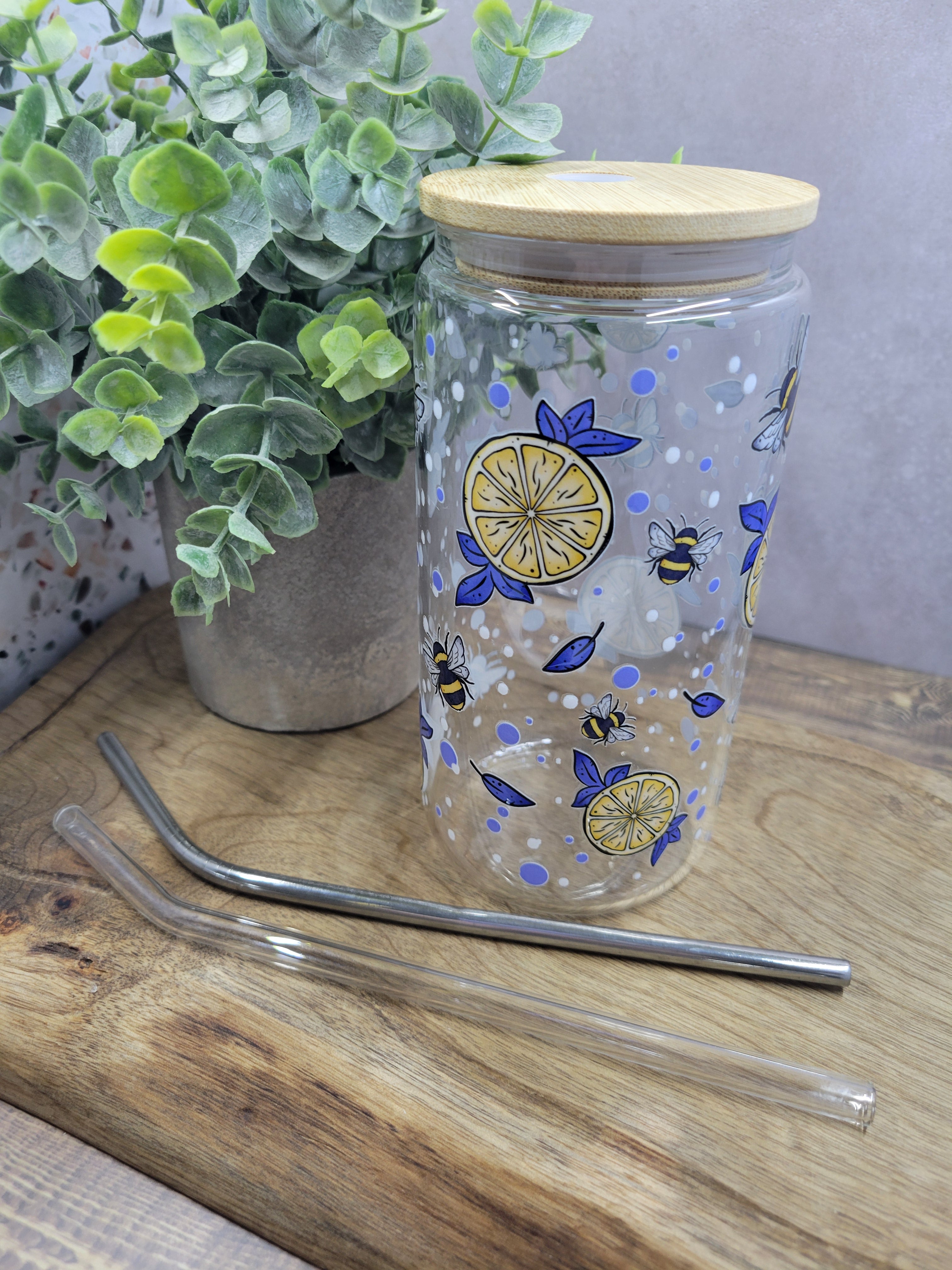Bees and Lemons Glass Tumbler
