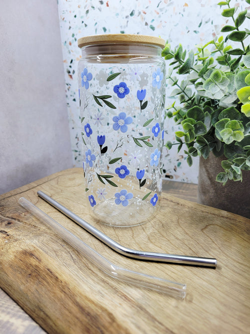 Blue Speckled Glass Tumbler