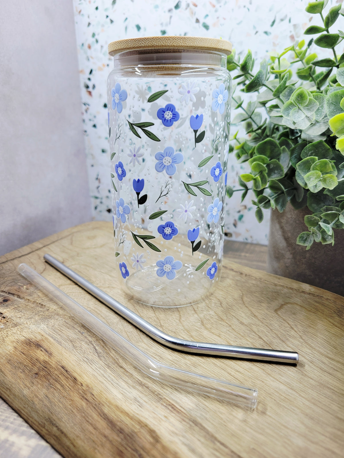 Blue Speckled Glass Tumbler