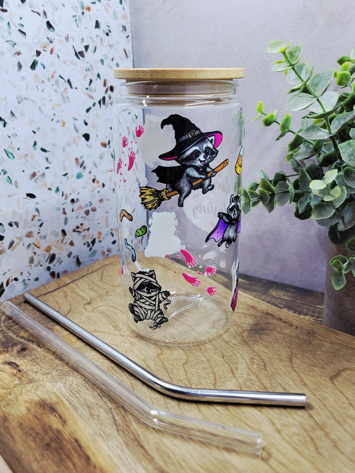 Dumpster Darling Jimothy Halloween Glass Tumbler