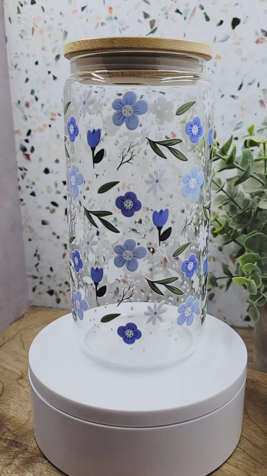 Blue Speckled Glass Tumbler