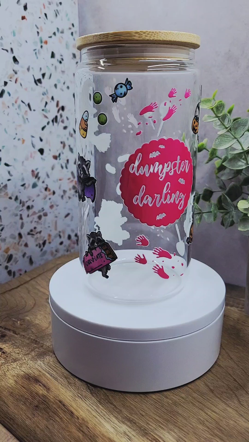 Dumpster Darling Jimothy Halloween Glass Tumbler